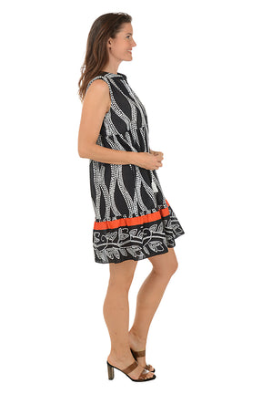 Swirling Dots Tie Neck Sleeveless Dress