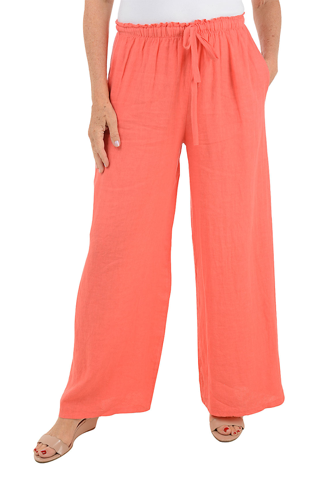 Solid Color Linen Palazzo Pant