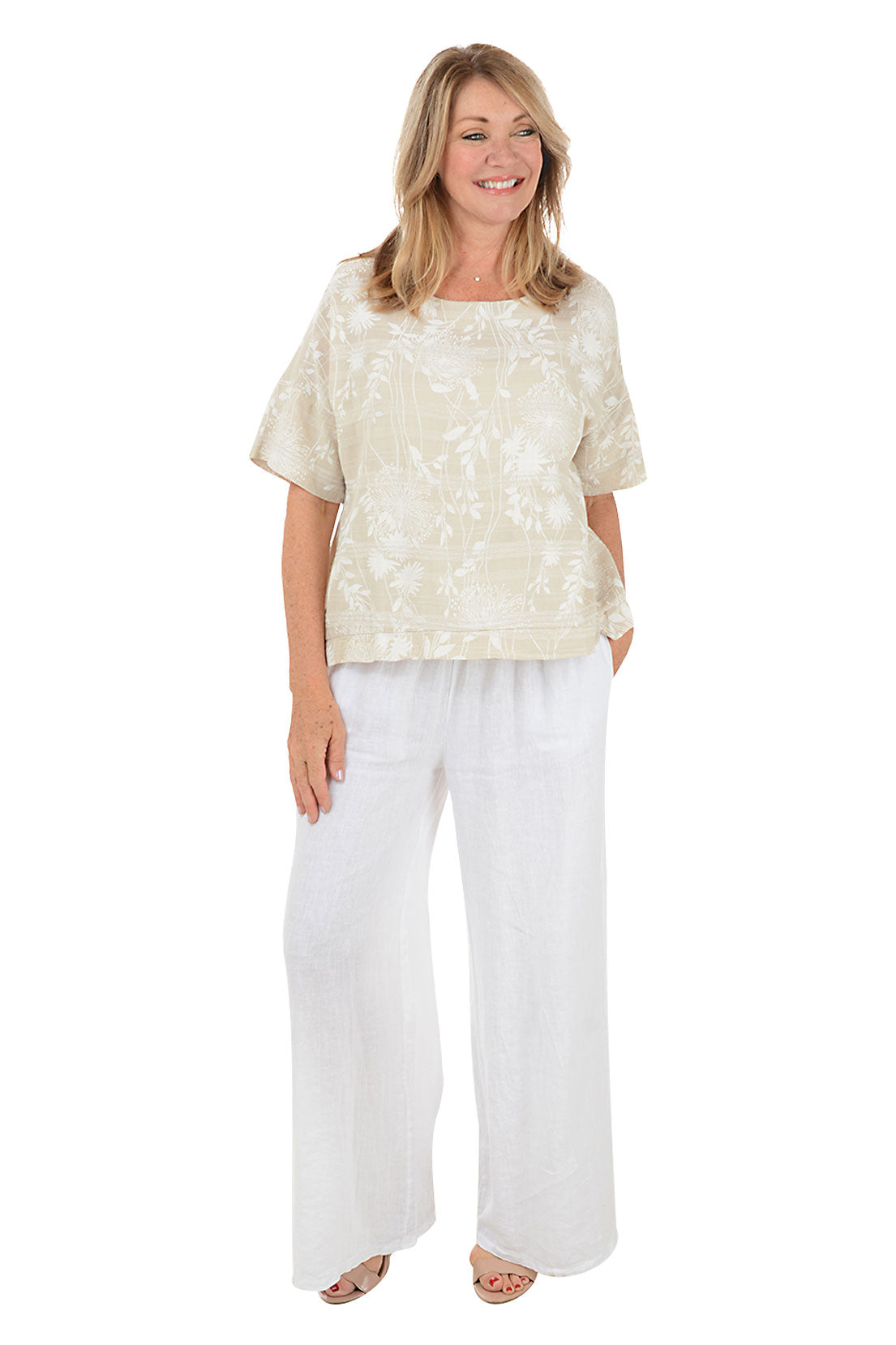 Solid Color Linen Palazzo Pant