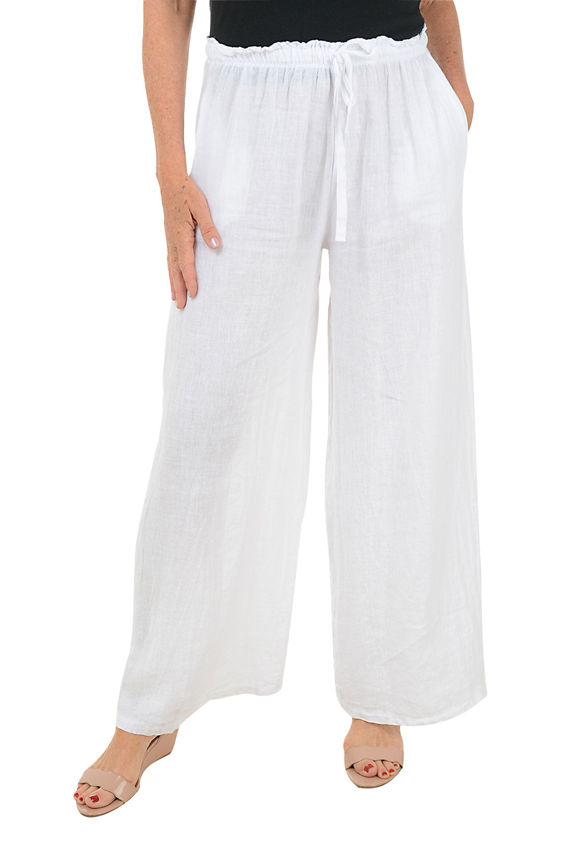 Solid Color Linen Palazzo Pant
