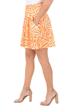Orange Damask Linen Culotte Short
