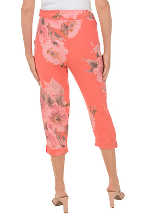 Coral Floral Linen Lounge Pant