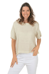 Boxy Short Sleeve Linen Blouse