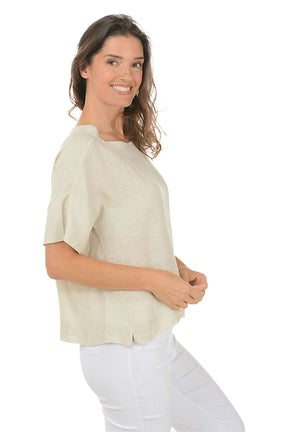 Boxy Short Sleeve Linen Blouse