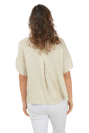 Boxy Short Sleeve Linen Blouse