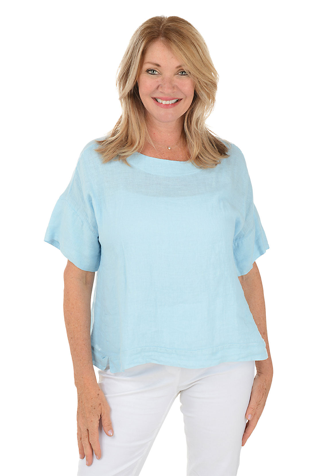 Boxy Short Sleeve Linen Blouse