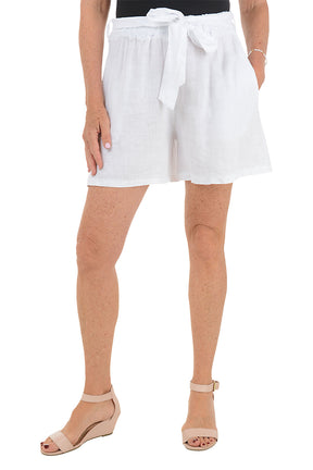 Linen Pull-On Belted Short