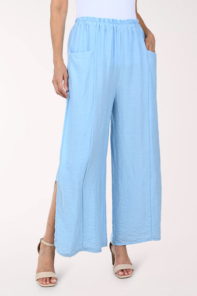 Solid Linen-Blend Side Slit Pant | Kaktus