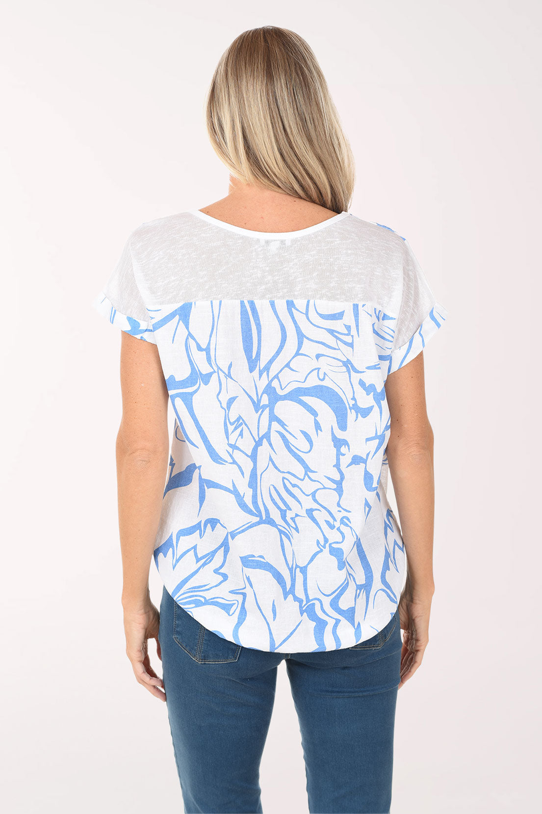 Blue Cursive Signature 100% Linen Tee