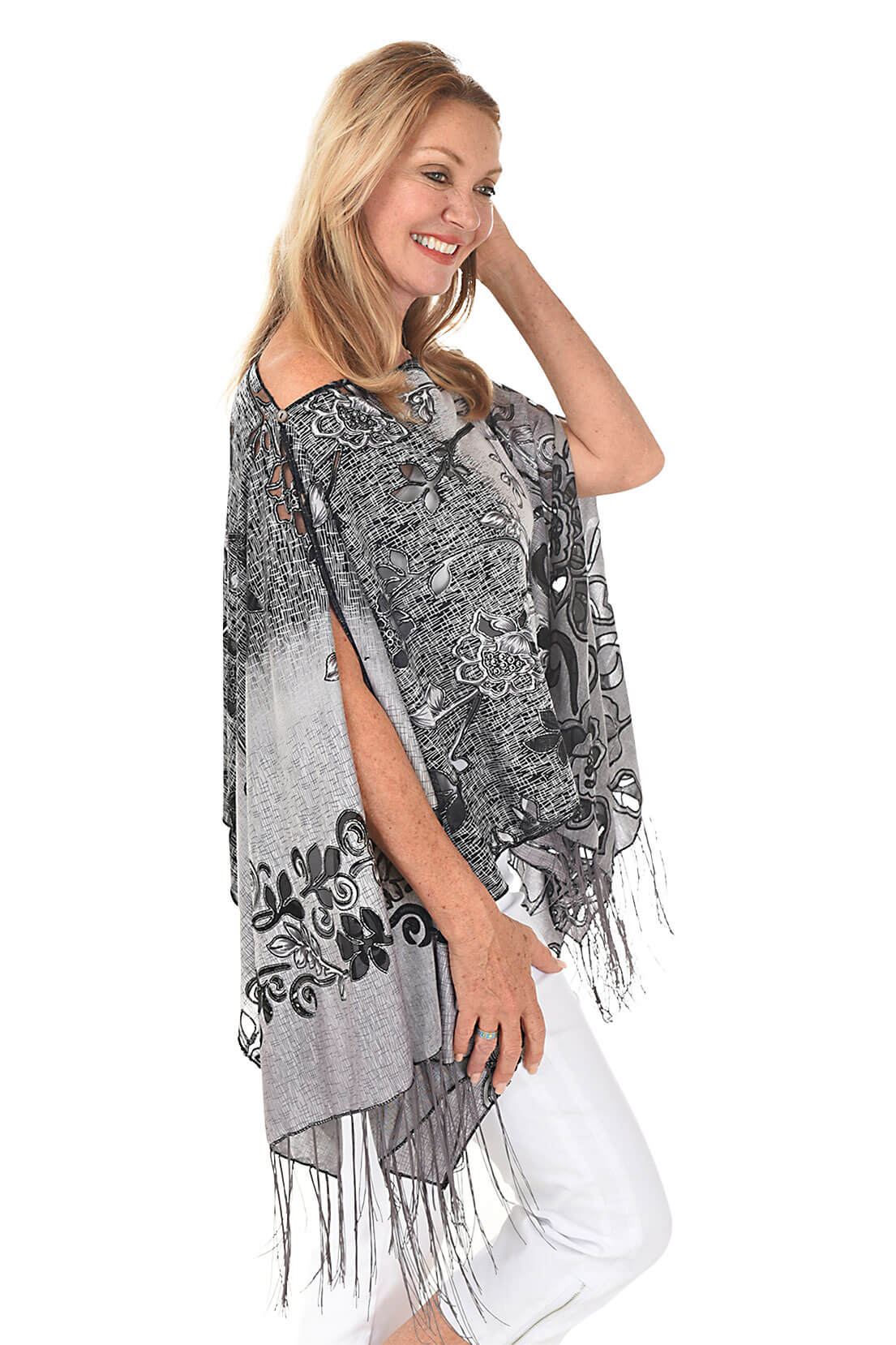 Silver Seven Way Fringed Scarf
