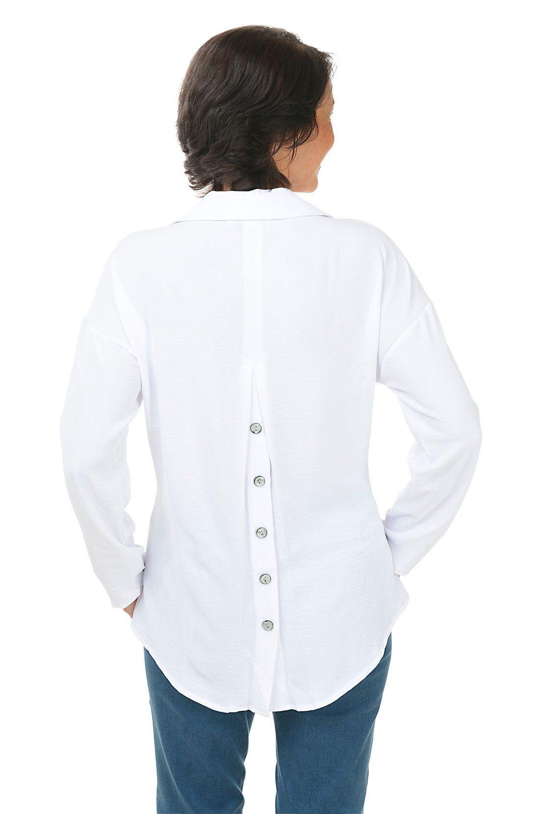 Button-Back Collared Blouse
