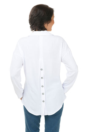 Button-Back Collared Blouse