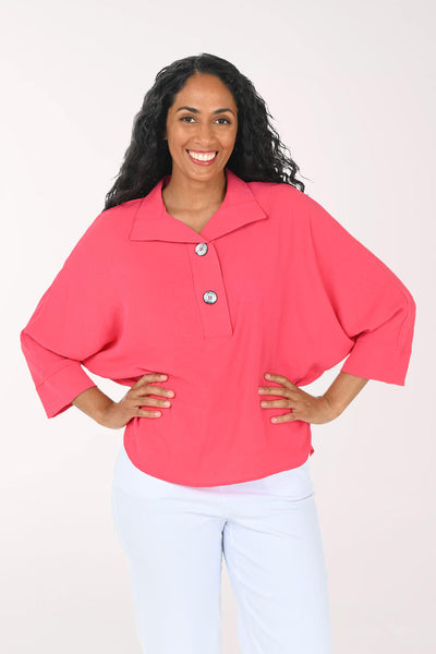 Solid Dolman Sleeve Crinkle Blouse