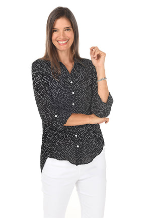 Polka Dot Double Layer Button-Front Shirt