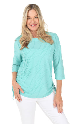 Wavy Knit Side Shirred Top