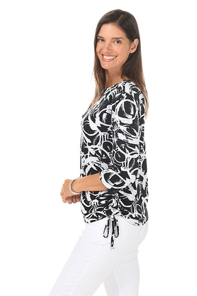 Abstract Rings Side Shirred Knit Top