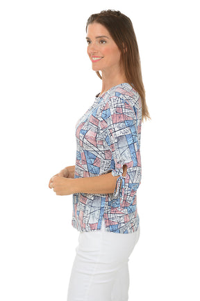 Mauve Broken Glass Tie Sleeve Top