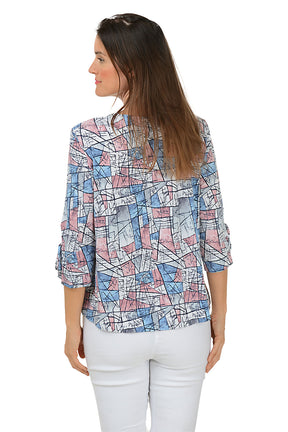 Mauve Broken Glass Tie Sleeve Top