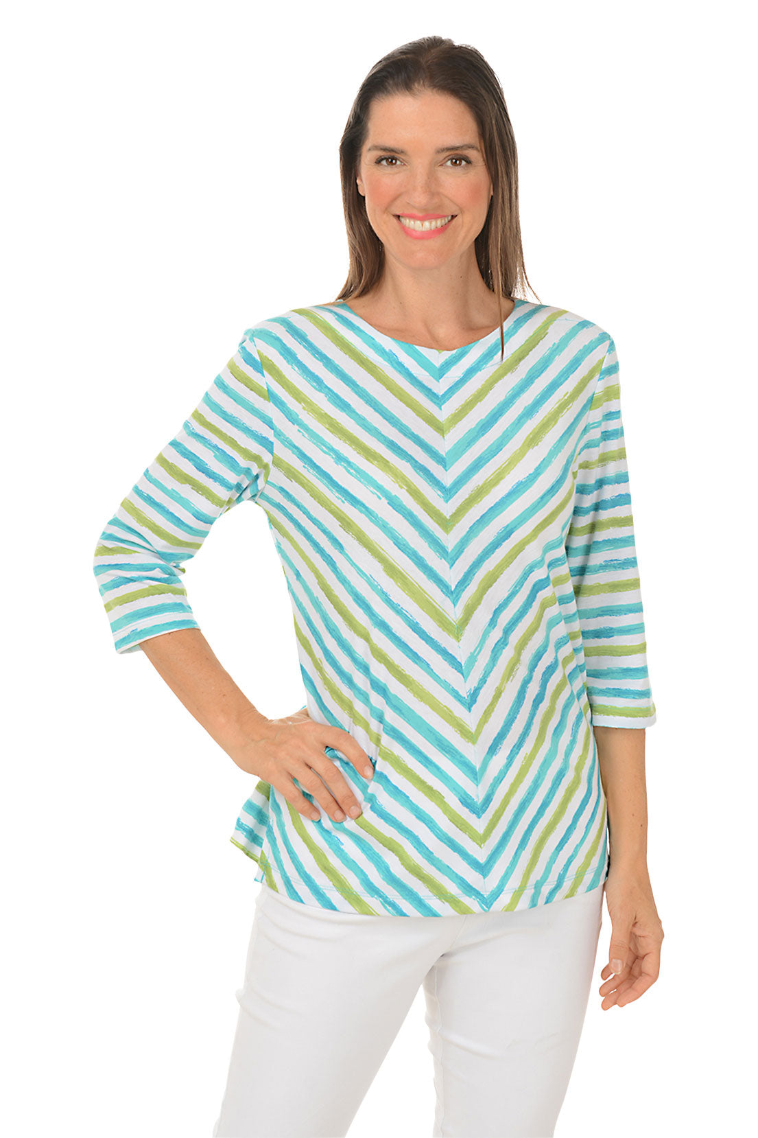 Chevron Striped Center Seam Top