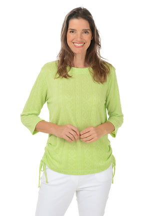 Cable Knit Textured Side Shirred Top