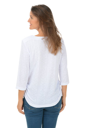 Cable Knit Textured Side Shirred Top