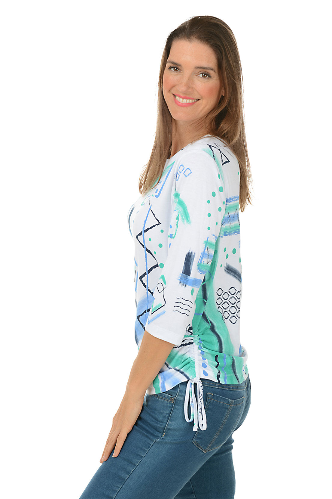 Jetty Abstract Diamonds Side Shirred Top