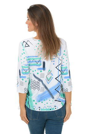 Jetty Abstract Diamonds Side Shirred Top