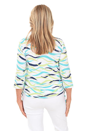 Lime Making Waves Side Shirred Knit Top