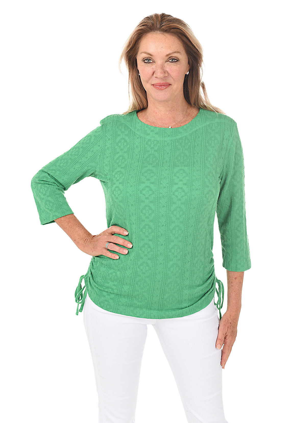 Cable Knit Side Shirred Top