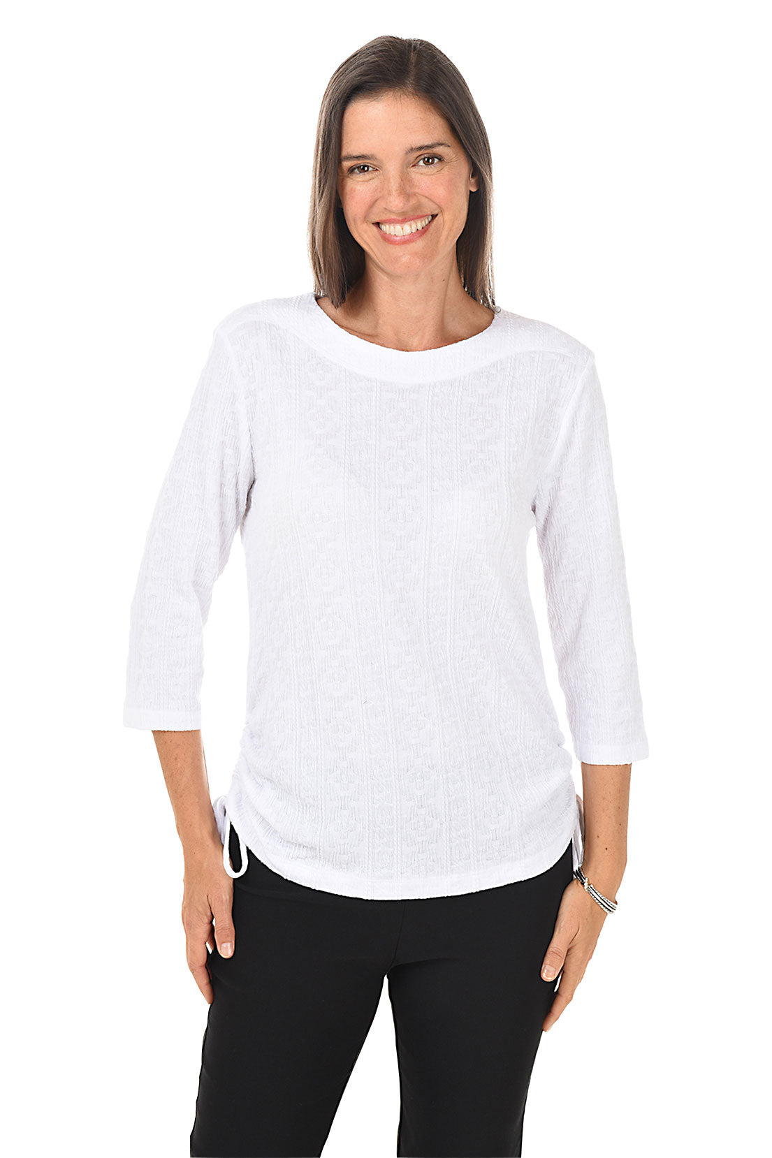 Cable Knit Side Shirred Top