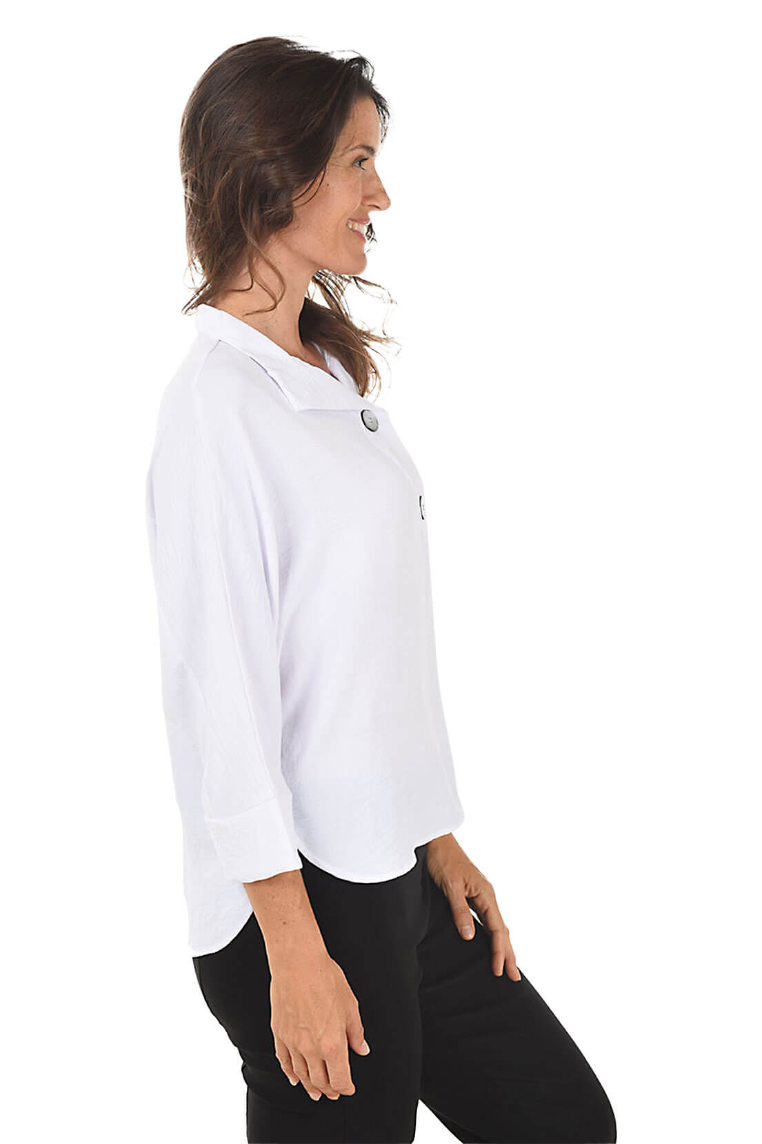 Solid Dolman Sleeve Crinkle Blouse