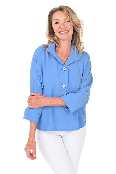 Solid Dolman Sleeve Crinkle Blouse