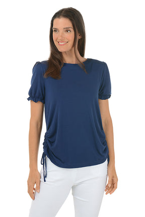 Puff Sleeve Side Shirred Tee