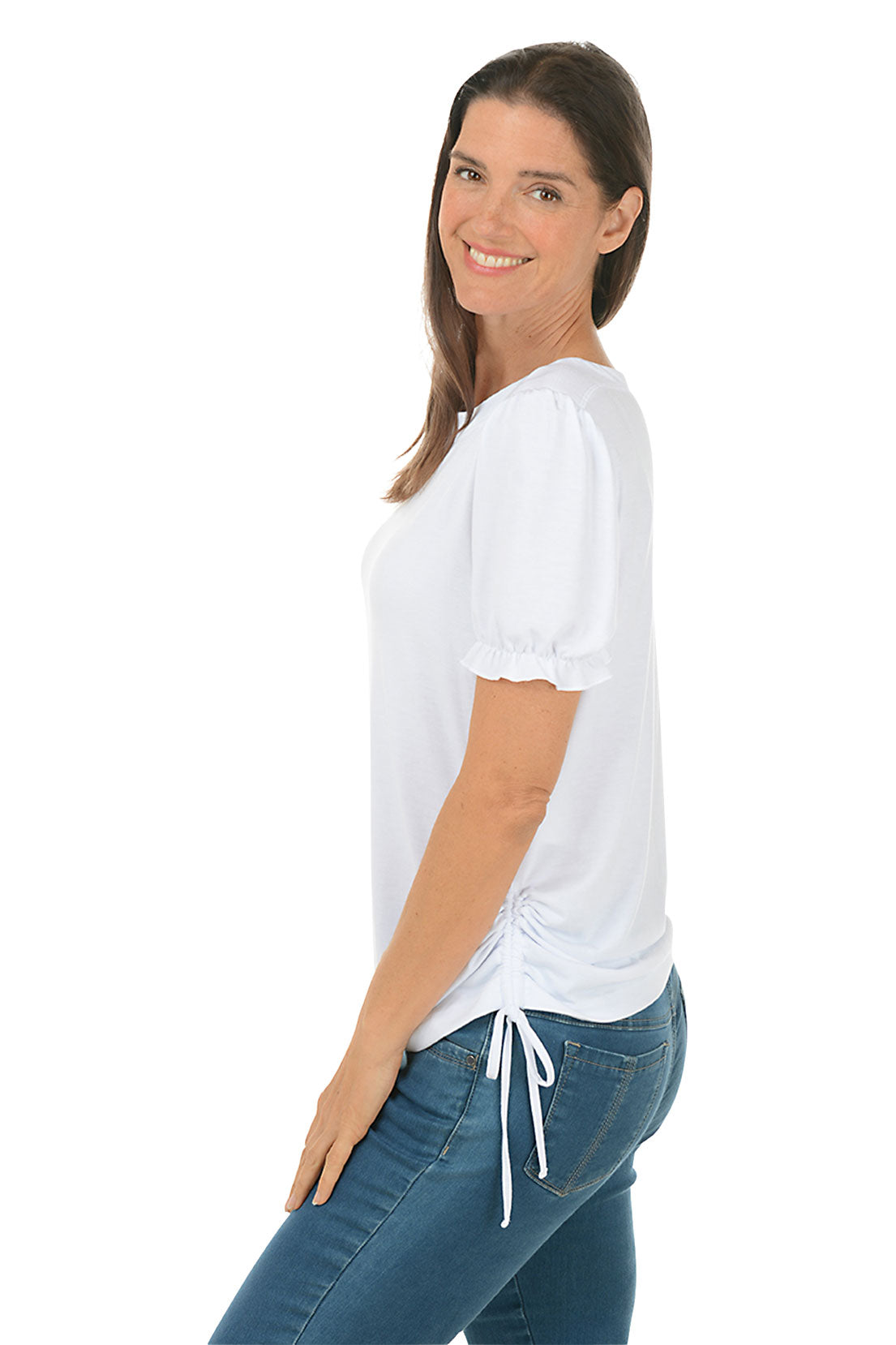 Puff Sleeve Side Shirred Tee