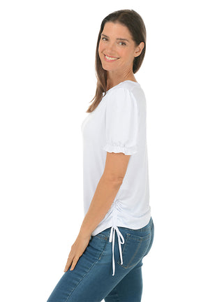 Puff Sleeve Side Shirred Tee