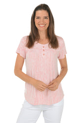 Pinstripe Triple Button Tee
