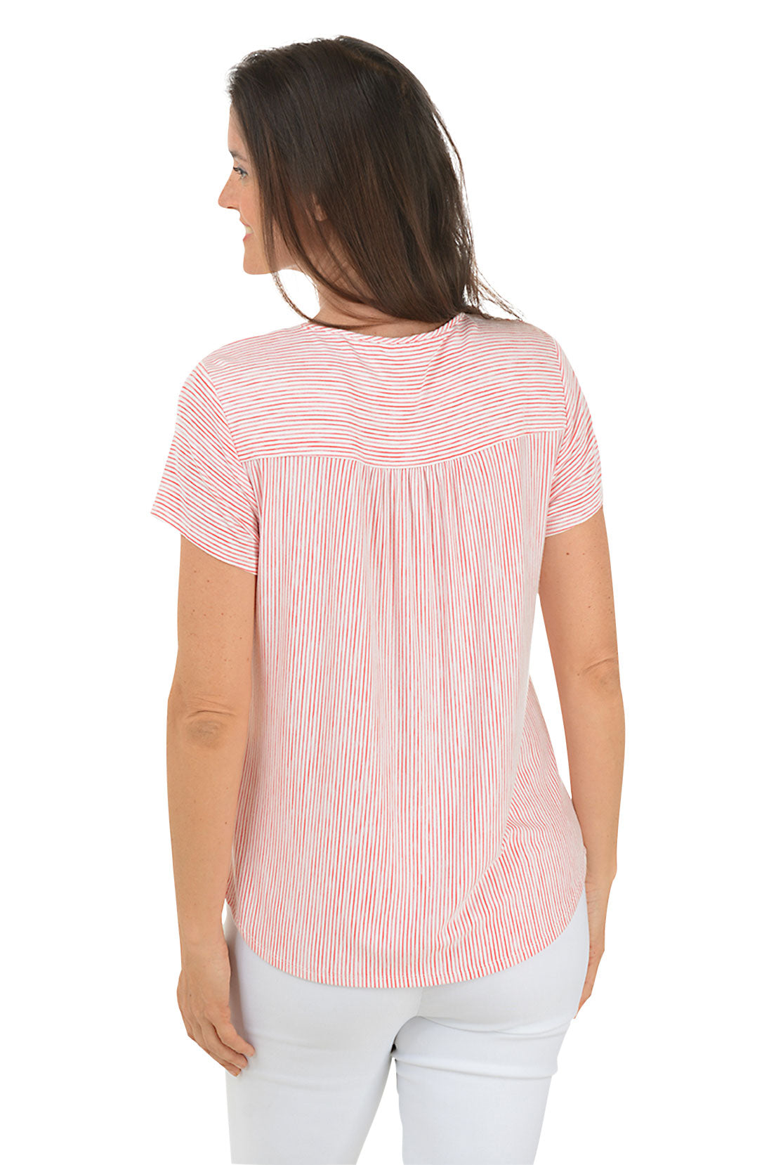 Pinstripe Triple Button Tee