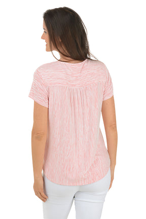 Pinstripe Triple Button Tee