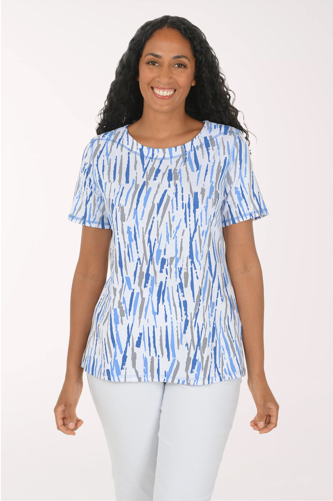 Bright Sky Stripes Short Sleeve Top