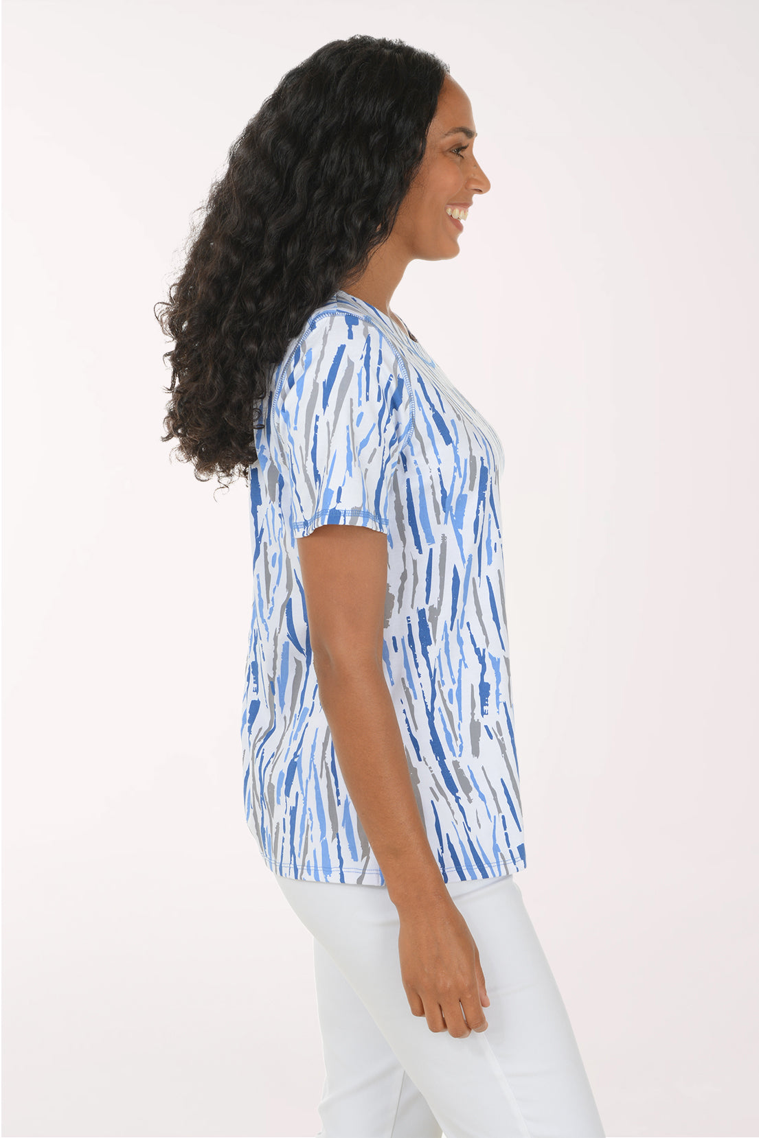 Bright Sky Stripes Short Sleeve Top