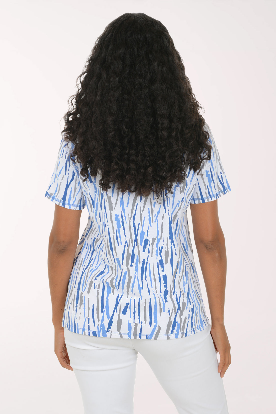 Bright Sky Stripes Short Sleeve Top