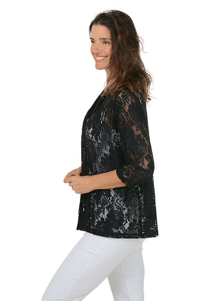 Petite Floral Lace Open Front Cardigan