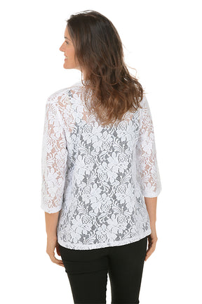 Floral Lace Open Front Cardigan