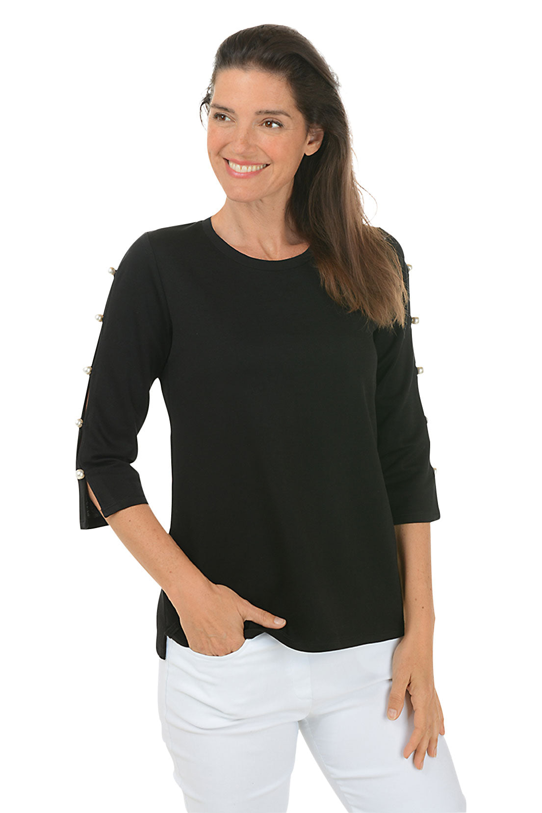 Pearl Sleeve Knit Top