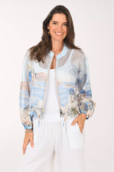 Woman wearing a blue jacket