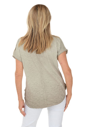 Sequined Pocket Slub-Knit Tee