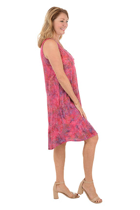 Dahlia Flower Sleeveless Crinkle Dress