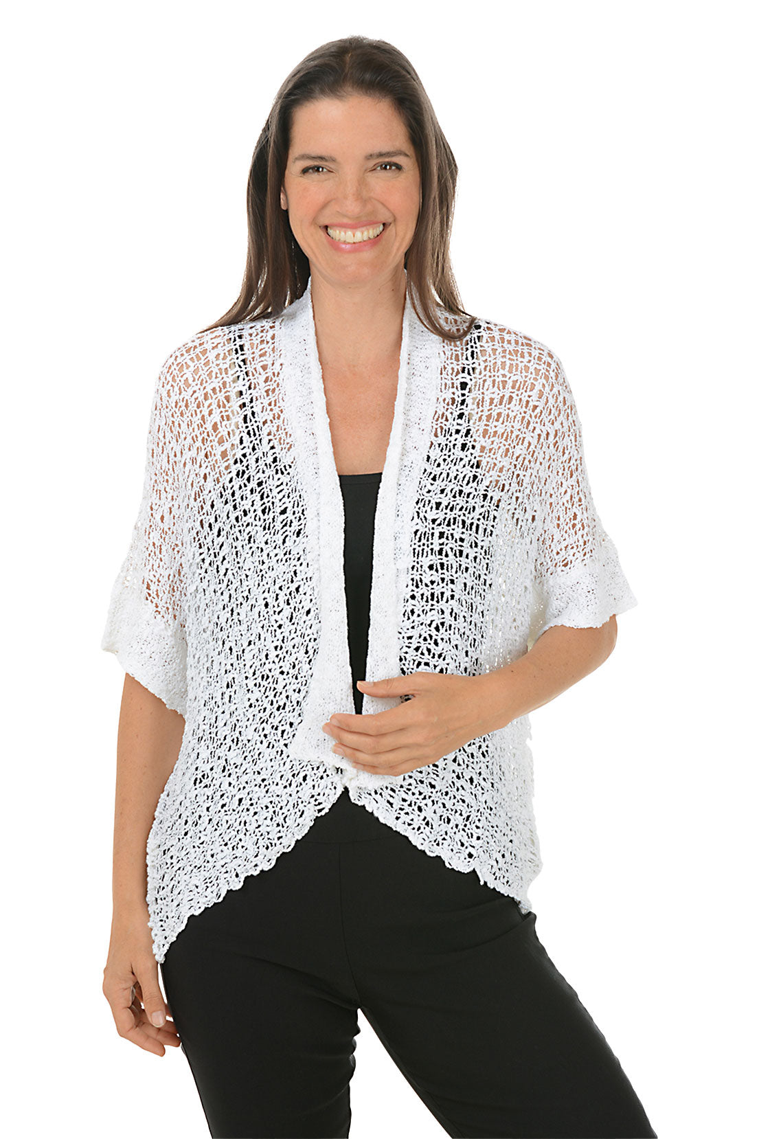 Popcorn Open Weave Shrug
