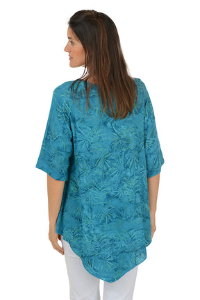Palm Frond Batik V-Neck Tunic