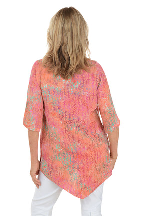 Flamingo Foliage Batik V-Neck Tunic